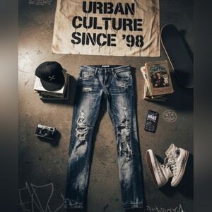 Embellish Mens Jeans 28 Distressed Acid Wash Denim